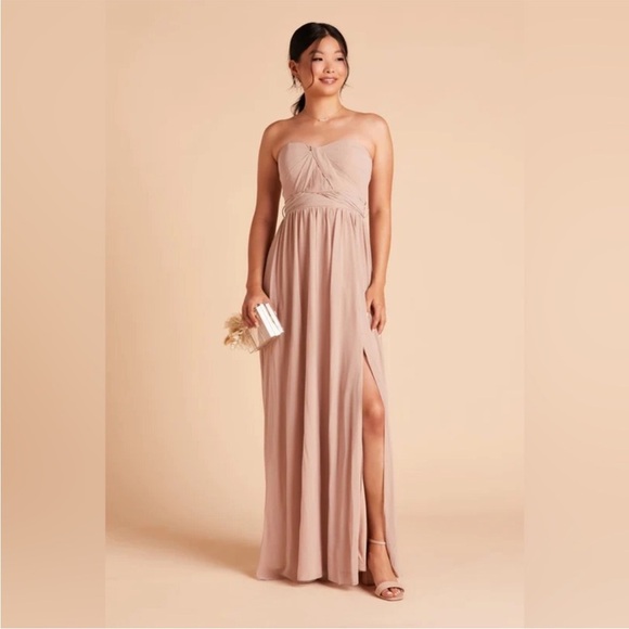 Birdy Grey Grace Convertible Chiffon Maxi Bridesmaid Dress in Taupe - Picture 1 of 9
